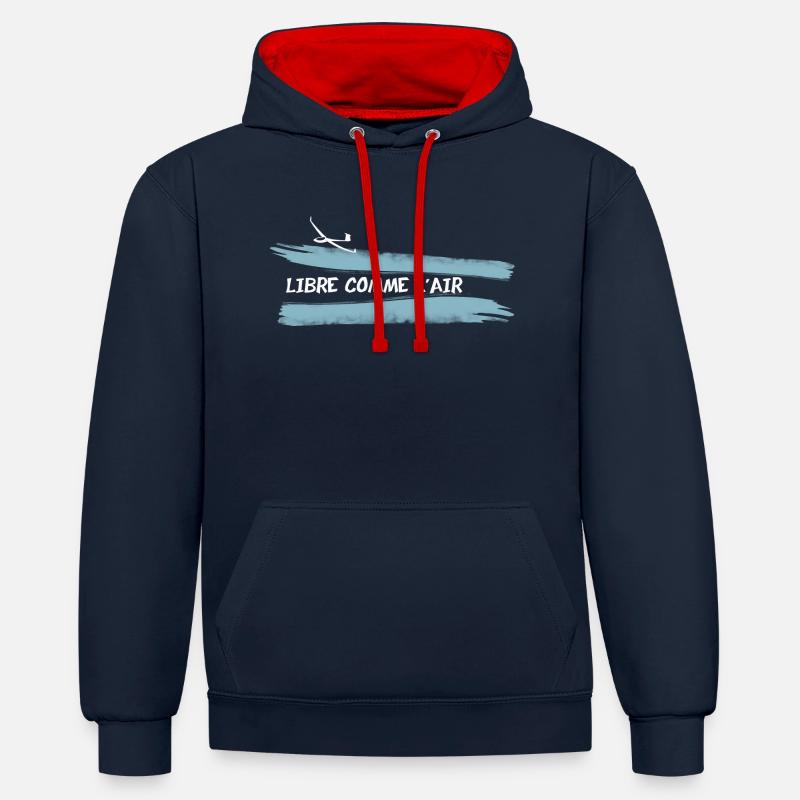 LIBRE COMME L'AIR - Sweat à capuche contrasté - bleu marine/rouge