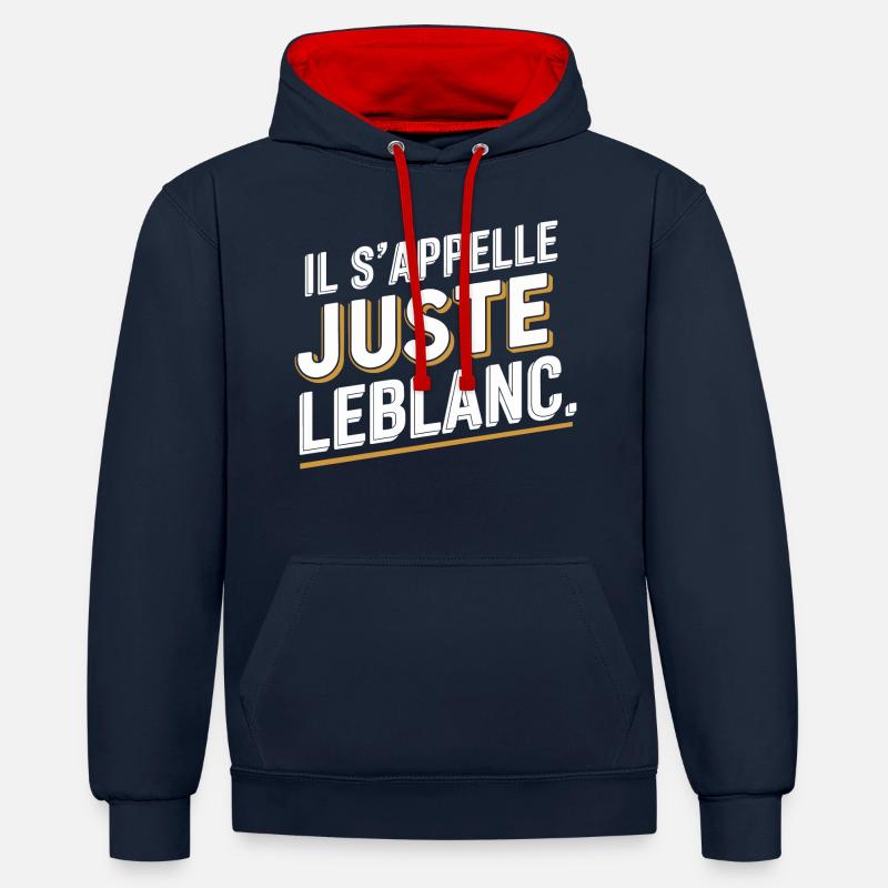 Il s'appelle juste Leblanc - Sweat à capuche contrasté - bleu marine/rouge