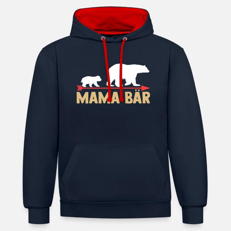 Mutter Mama Bär - Kontrast-Hoodie - Navy/Rot