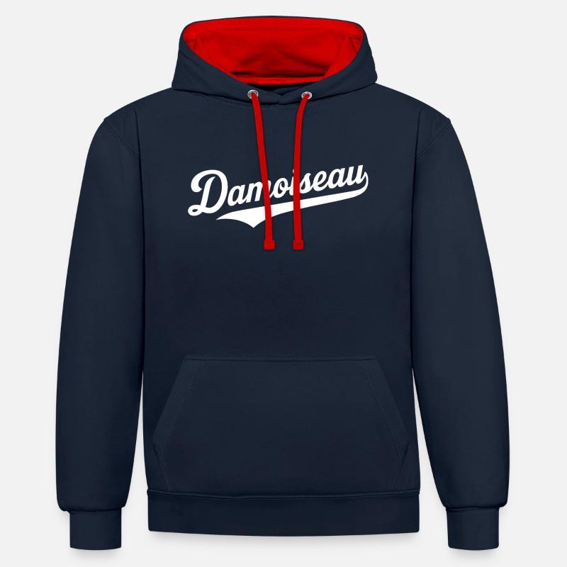 Damoiseau - Sweat à capuche contrasté - bleu marine/rouge