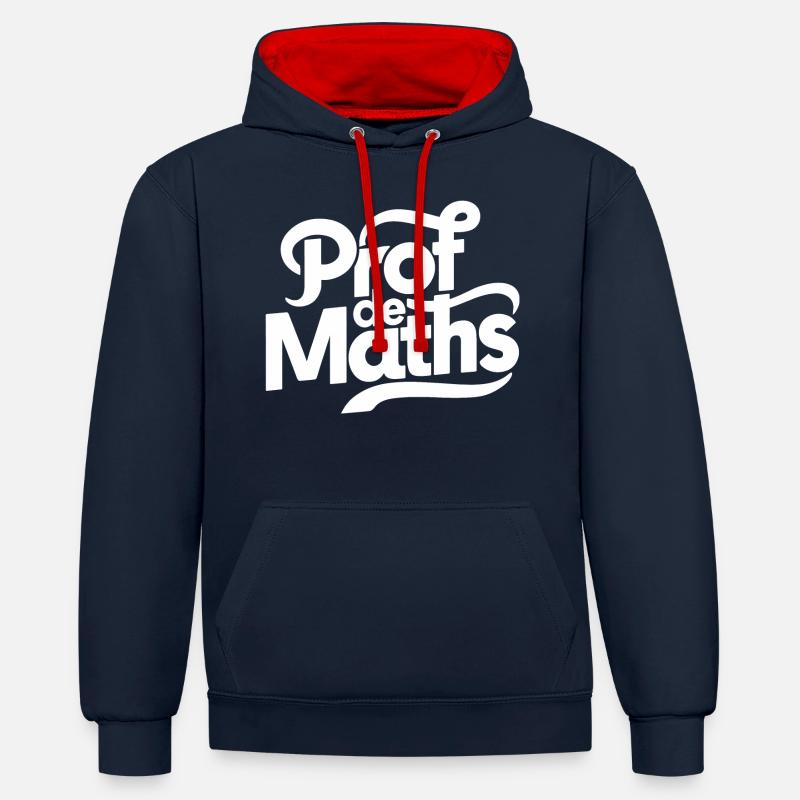 Prof de maths - Sweat à capuche contrasté - bleu marine/rouge