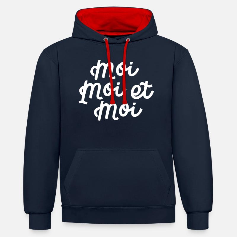 Moi moi et moi - Sweat à capuche contrasté - bleu marine/rouge