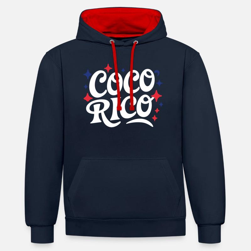 Cocorico - Sweat à capuche contrasté - bleu marine/rouge