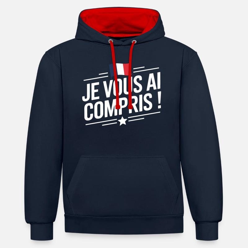 Je vous ai compris - Sweat à capuche contrasté - bleu marine/rouge