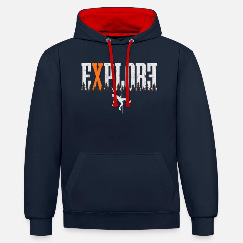 Escalade - Explorer - Sweat à capuche contrasté - bleu marine/rouge