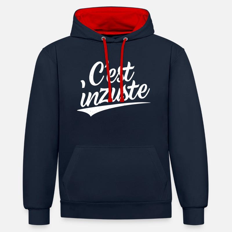 C'est inzuste - Sweat à capuche contrasté - bleu marine/rouge