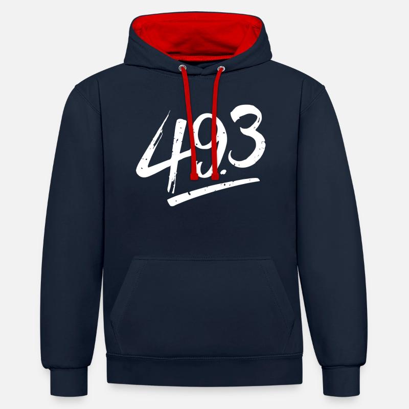 49 alinéa 3 - Sweat à capuche contrasté - bleu marine/rouge