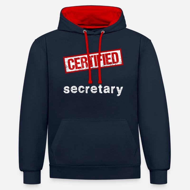 Secrétaire - Sweat à capuche contrasté - bleu marine/rouge