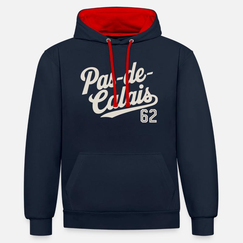 Pas-de-Calais (62) - Sweat à capuche contrasté - bleu marine/rouge
