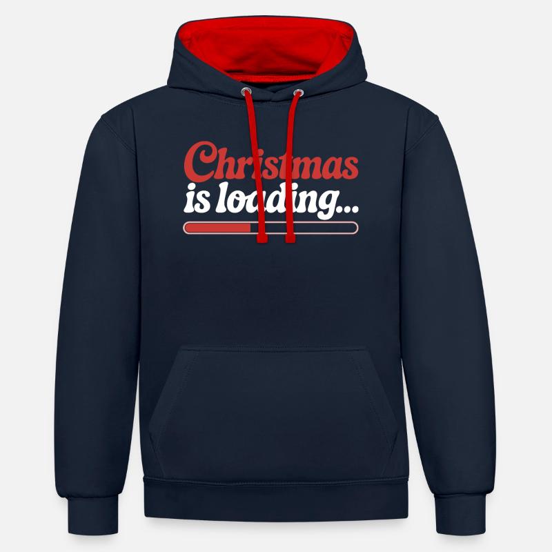 Christmas is loading ... - Sweat à capuche contrasté - bleu marine/rouge