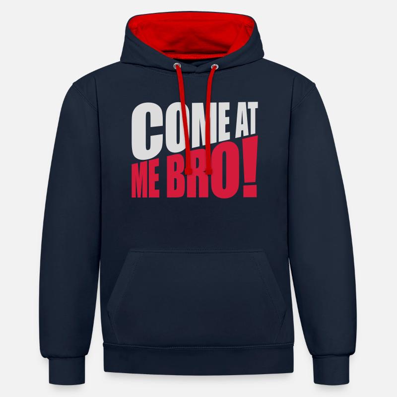 Viens à moi bro - Sweat à capuche contrasté - bleu marine/rouge