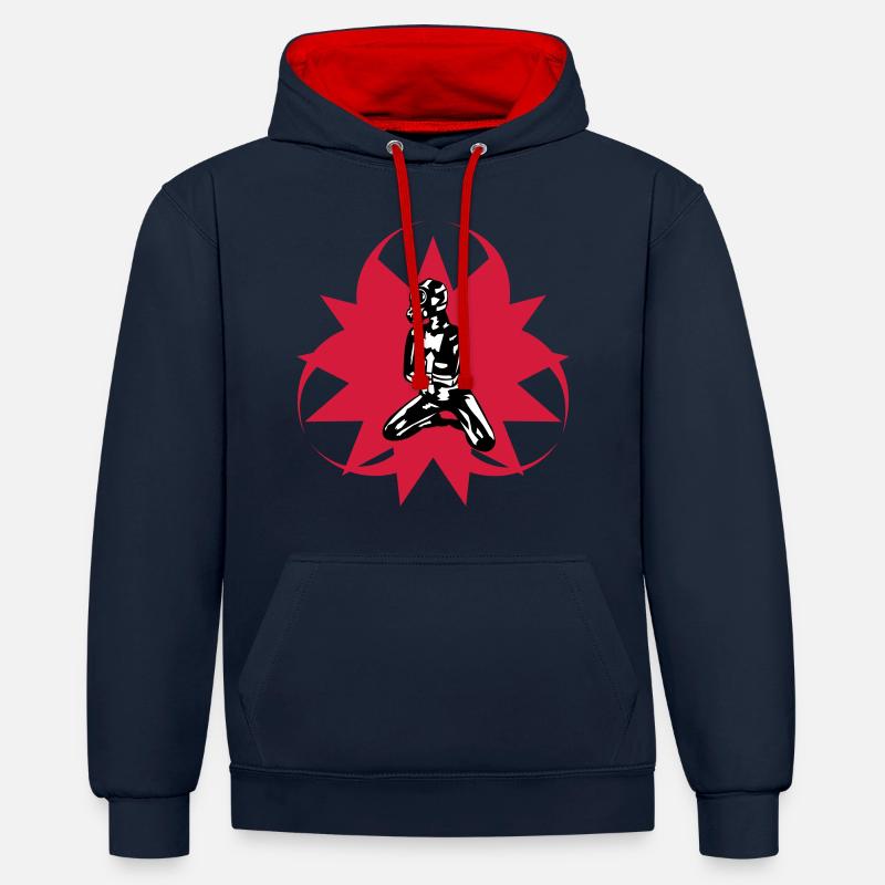 Fétiche - Sweat à capuche contrasté - bleu marine/rouge