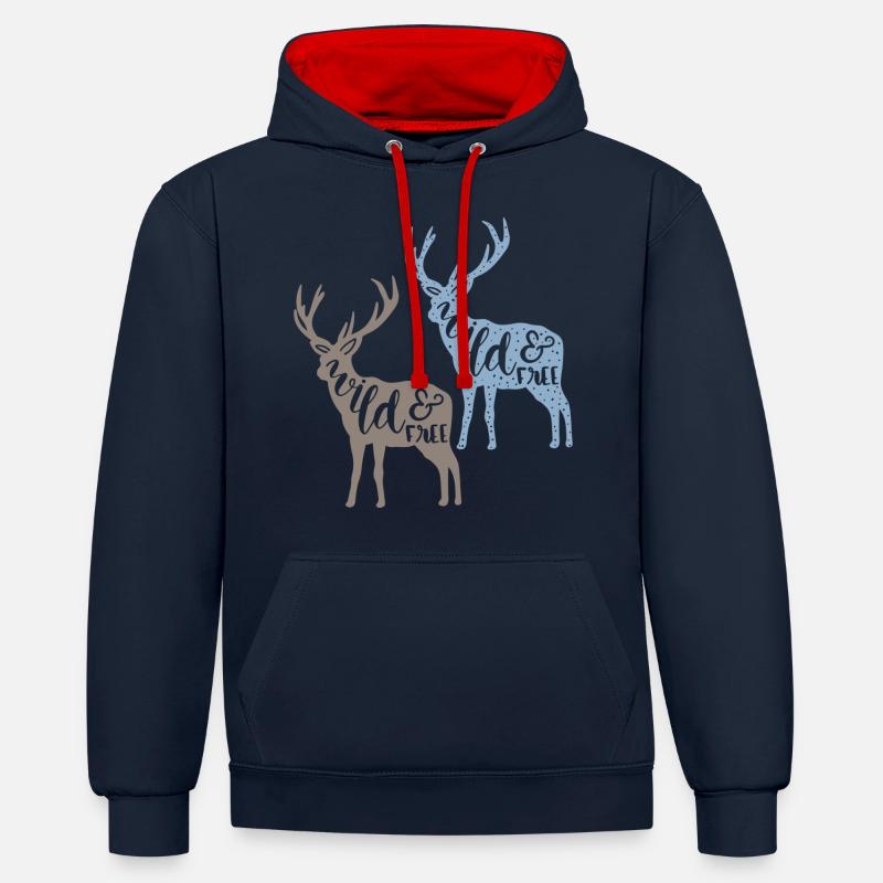 Be free at home ! - Sweat à capuche contrasté - bleu marine/rouge