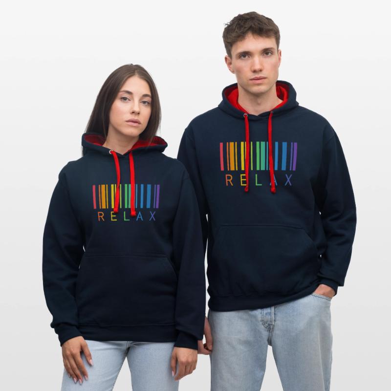RELAX BARCODE STRICHCODE Kontrast-Hoodie