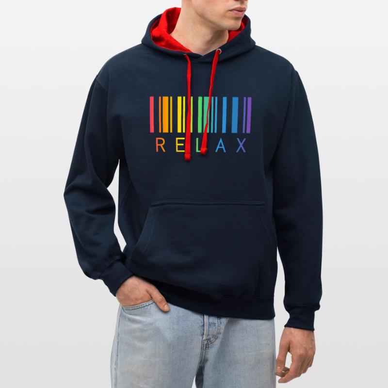 RELAX BARCODE STRICHCODE Kontrast-Hoodie