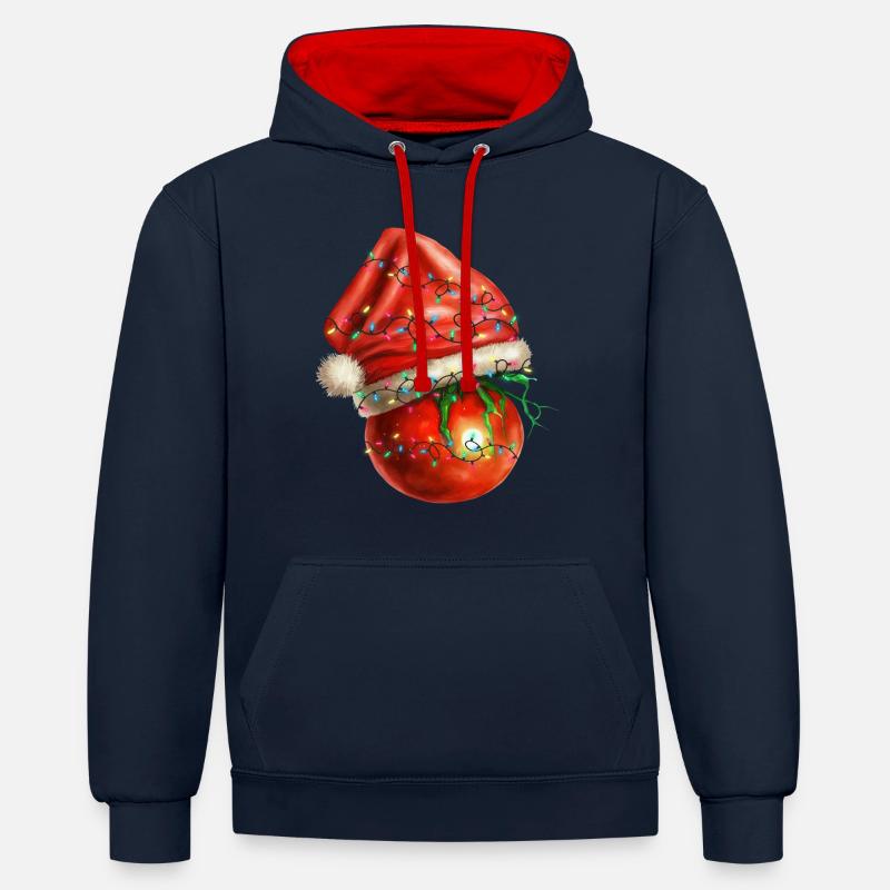 Tomate de Noël - Sweat à capuche contrasté - bleu marine/rouge