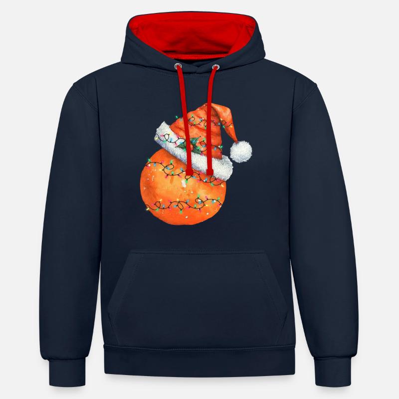Noël Orange - Sweat à capuche contrasté - bleu marine/rouge