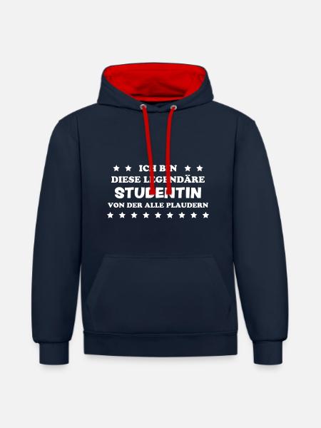 Studentin Spruch Universität Studentin Geschenk - Kontrast-Hoodie - Navy/Rot