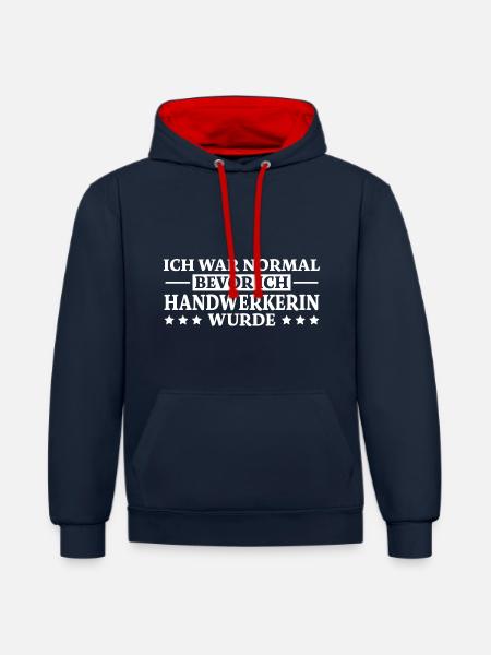 Handwerkerin Spruch Lustiges Handwerkerin Geschenk - Kontrast-Hoodie - Navy/Rot