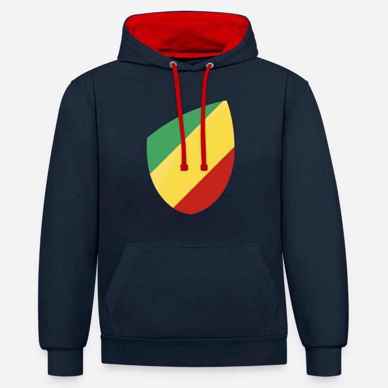 Drapeau Congo - Sweat à capuche contrasté - bleu marine/rouge