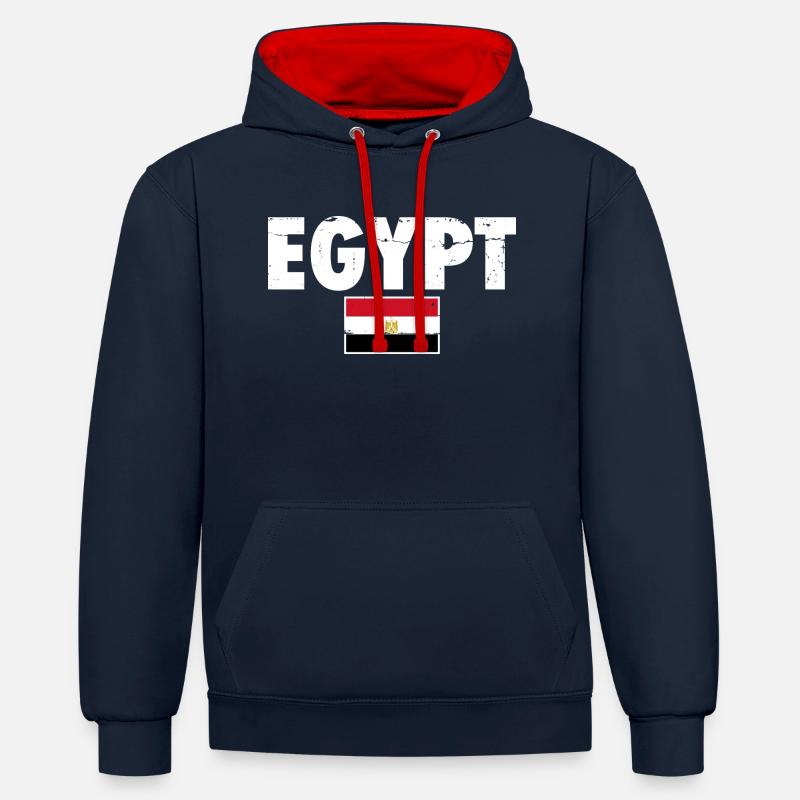Egypte Egypte Drapeau Égyptien Egyptien - Sweat à capuche contrasté - bleu marine/rouge