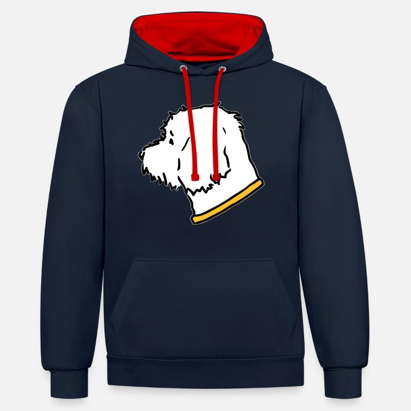 DD4 2 - Sweat à capuche contrasté - bleu marine/rouge