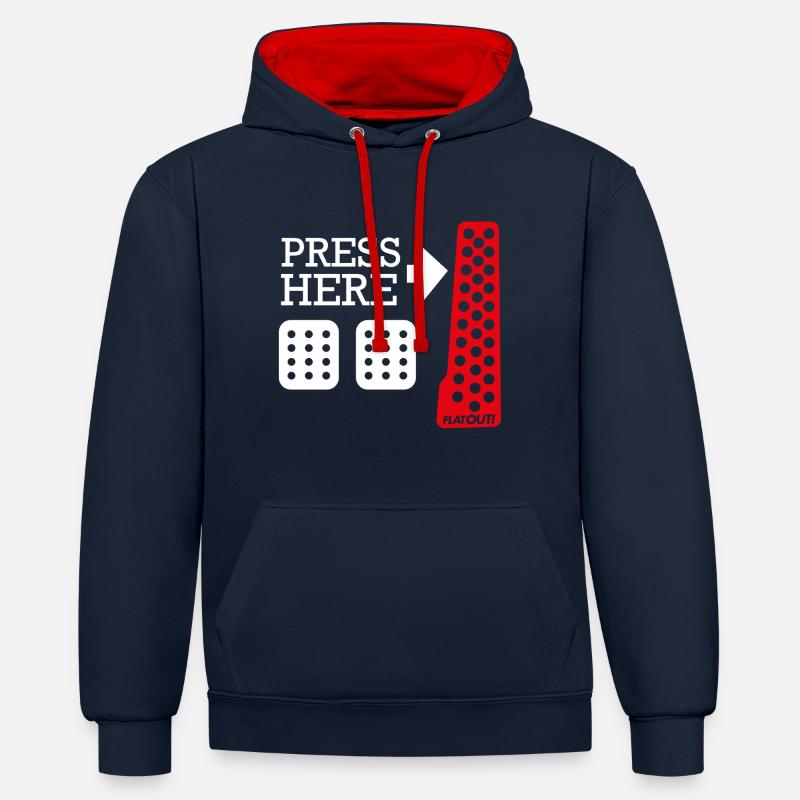 Press Here - Sweat à capuche contrasté - bleu marine/rouge