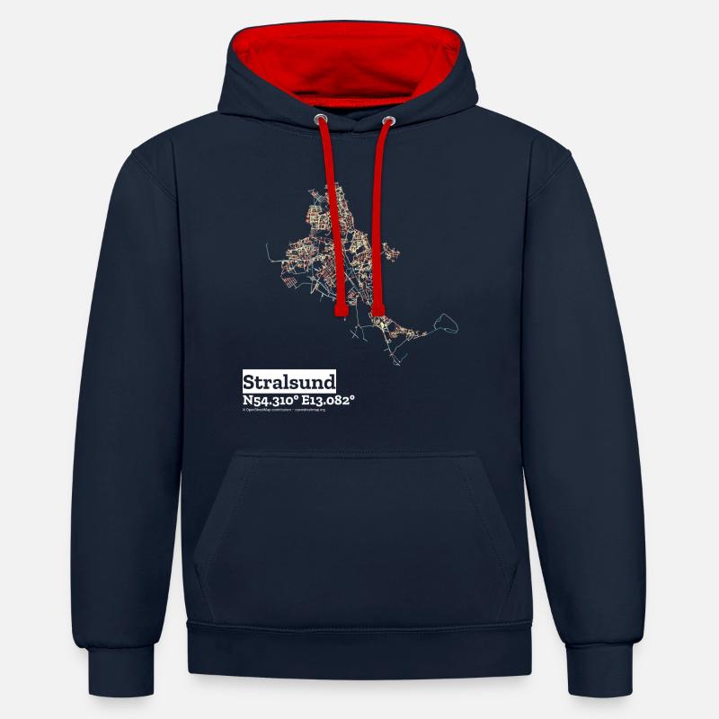 Stralsund Basic Pastels - Contrast hoodie - navy/red