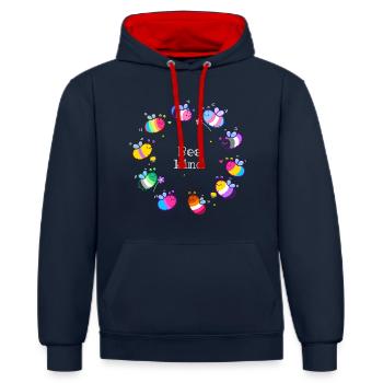 Pride Bees - Contrast hoodie - navy/red - Front - Anna (173cm) & Nico (186cm)