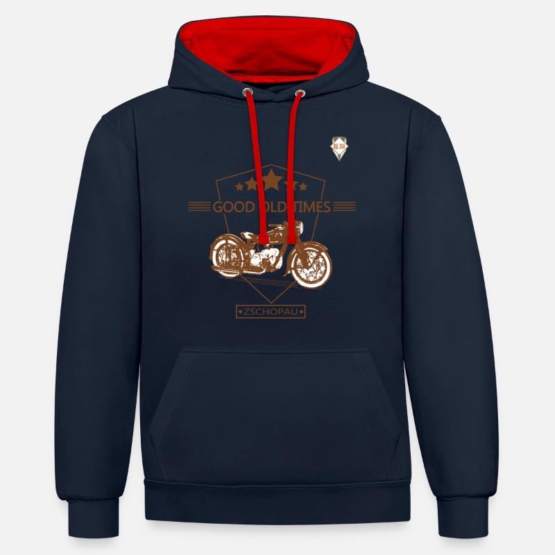 IFA BK 350 Zschopau - Sweat à capuche contrasté - bleu marine/rouge