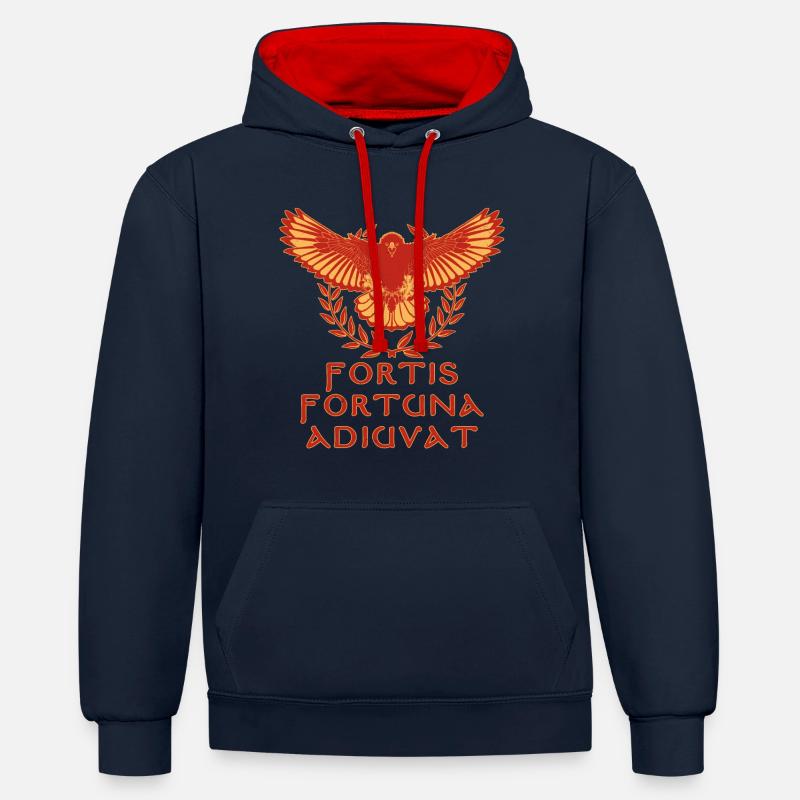 Aigle romain - Sweat à capuche contrasté - bleu marine/rouge