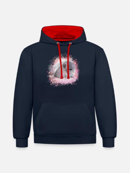 chinchilla,graffiti,painting,baby,pink - Contrast hoodie - navy/red