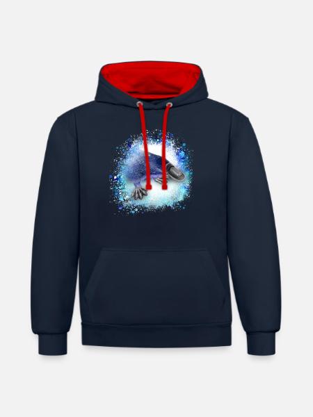 Platypus,schnabeltier,graffiti,malerei - Kontrast-Hoodie - Navy/Rot