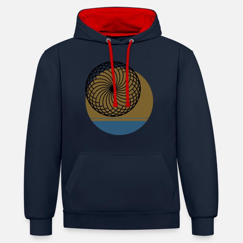 boho4 - Sweat à capuche contrasté - bleu marine/rouge