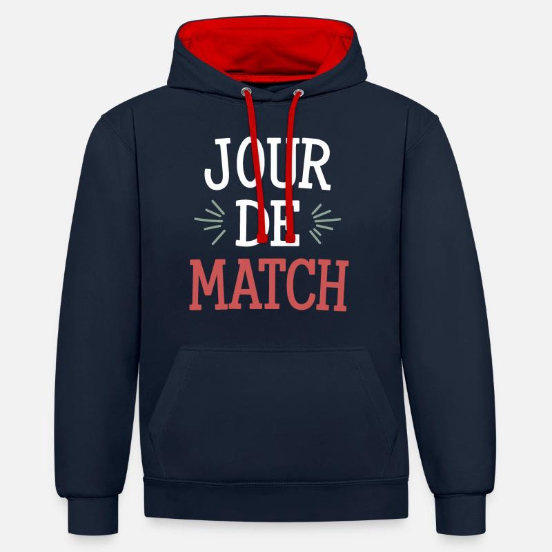 Jour de match - Sweat à capuche contrasté - bleu marine/rouge