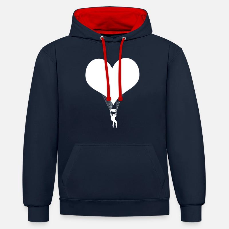 Parachute parachutisme blanc - Sweat à capuche contrasté - bleu marine/rouge