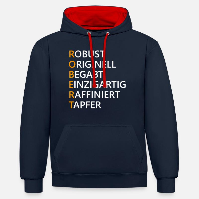 Robert Name Geschenk - Kontrast-Hoodie - Navy/Rot