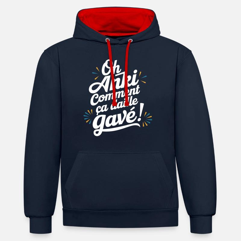Oh anki ça daille gavé - Sweat à capuche contrasté - bleu marine/rouge