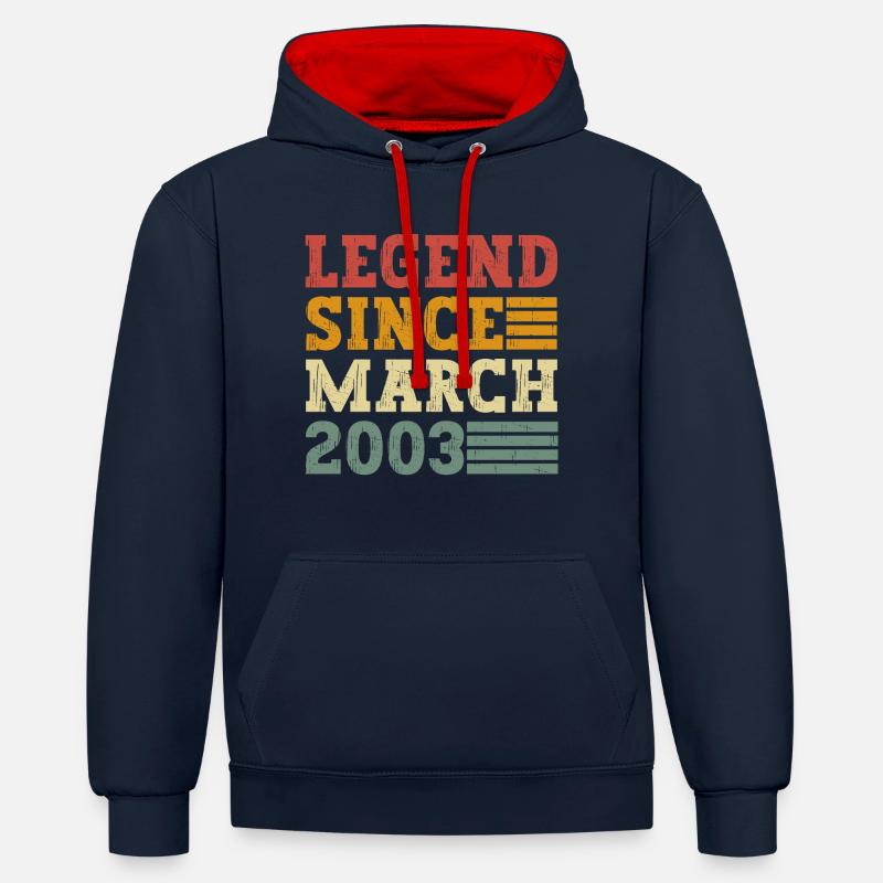 Légende depuis mars 2003 - Sweat à capuche contrasté - bleu marine/rouge