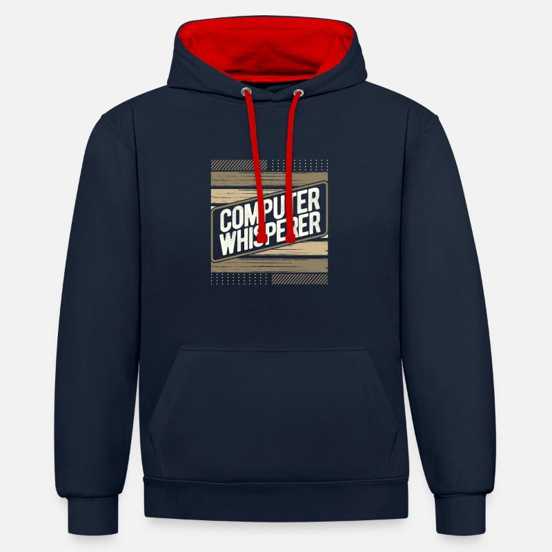 Computerflüsterer Geschenkcomputer Geschenkcomputer - Kontrast-Hoodie - Navy/Rot