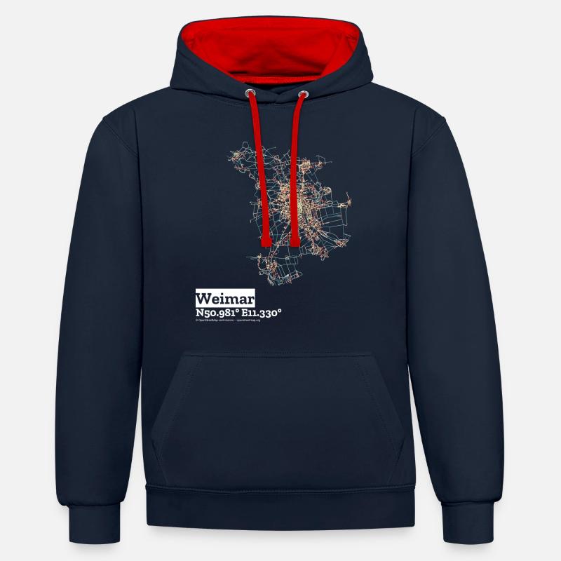 Weimar Basic Pastels - Contrast hoodie - navy/red
