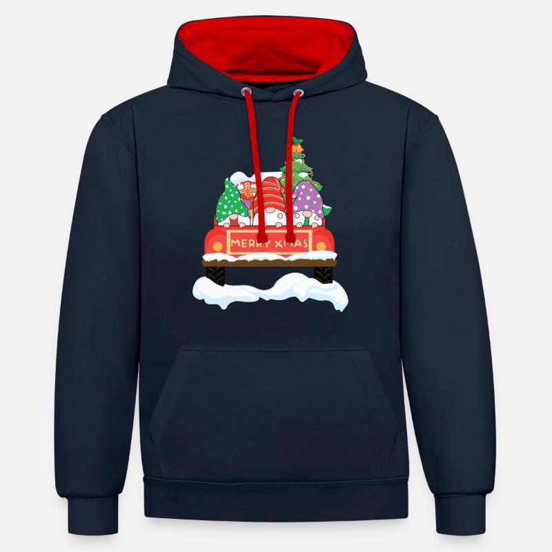 Cadeaux de Noël Noël - Sweat à capuche contrasté - bleu marine/rouge