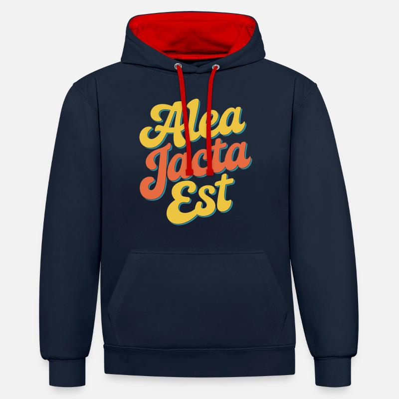 Alea jacta est - Sweat à capuche contrasté - bleu marine/rouge