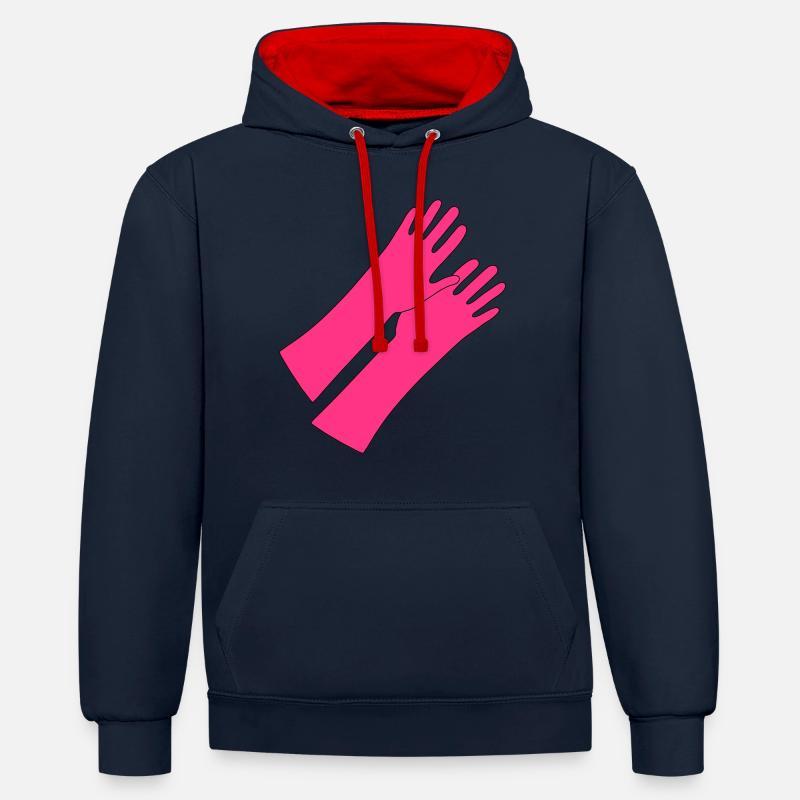 des_ gants_ en_ caoutchouc_gg1 - Sweat à capuche contrasté - bleu marine/rouge