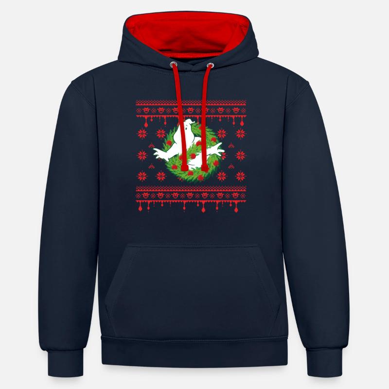 Ghostbusters Fake Strickpulli - Kontrast-Hoodie - Navy/Rot