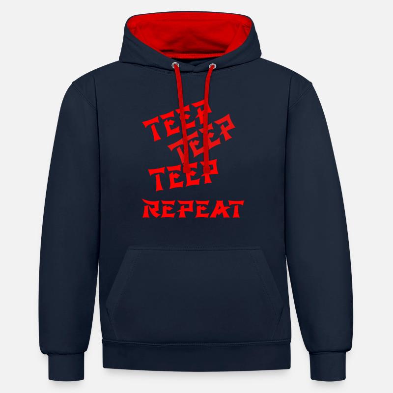 teep teep teep repeat - Sweat à capuche contrasté - bleu marine/rouge