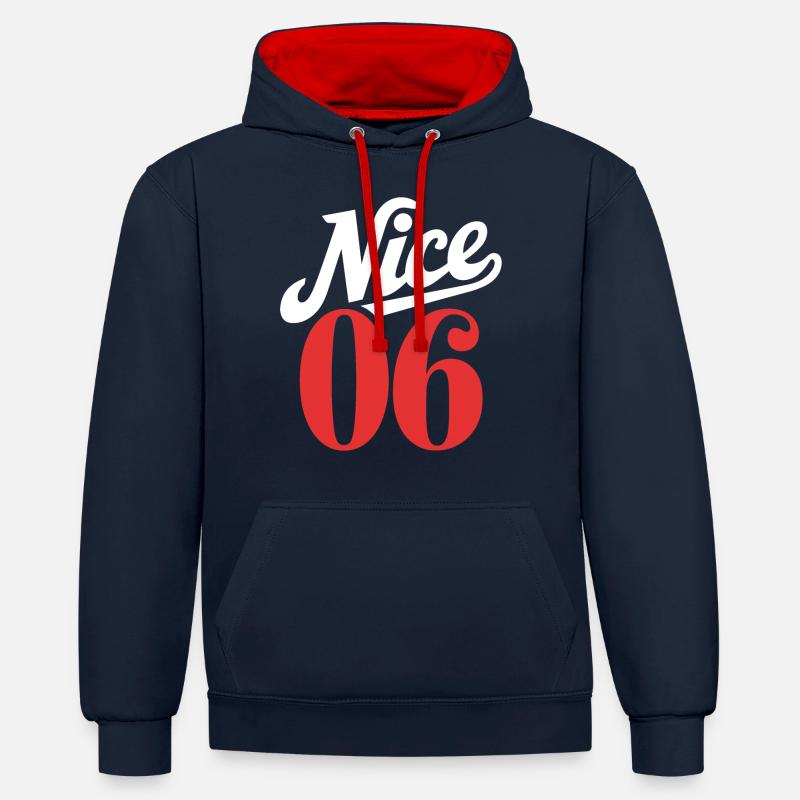 Nice 06 - Sweat à capuche contrasté - bleu marine/rouge