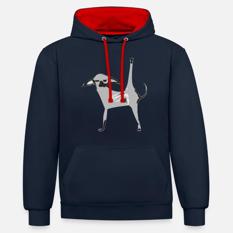 Cosmo le chiwawa gris - Sweat à capuche contrasté - bleu marine/rouge