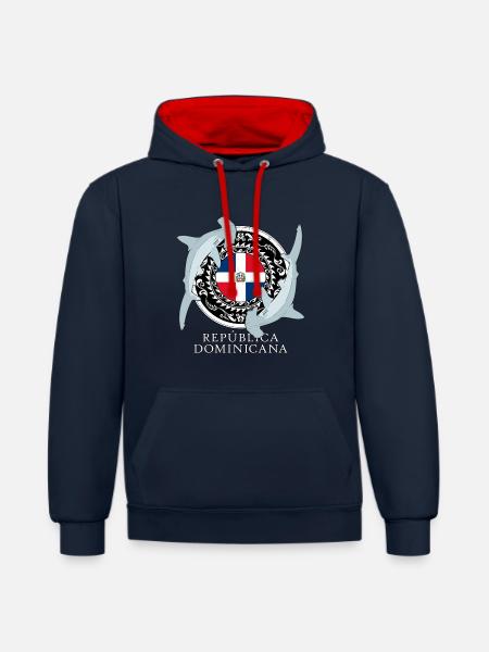 Requins-marteaux République dominicaine - Sweat à capuche contrasté - bleu marine/rouge