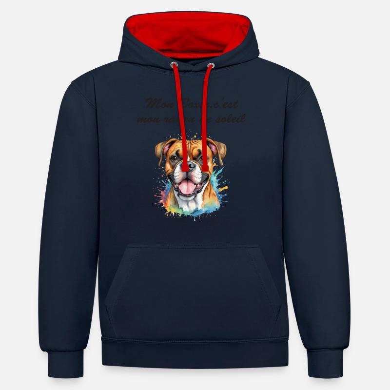 Boxer rayon de soleil - Sweat à capuche contrasté - bleu marine/rouge